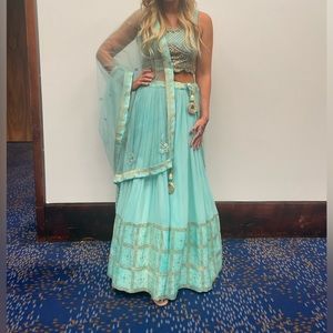 Traditional Indian Dress Lehenga - Tiffany Blue